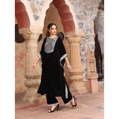 Ajiesh Oberoi Black Kaftan with Pant (Set of 2)