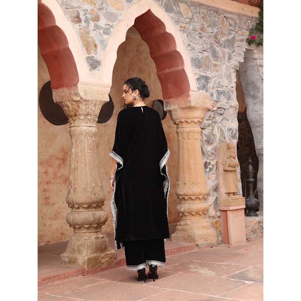 Ajiesh Oberoi Black Kaftan with Pant (Set of 2)