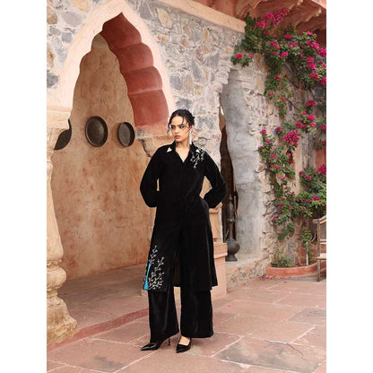 Ajiesh Oberoi Black Kurta with Flared Pant (Set of 2)