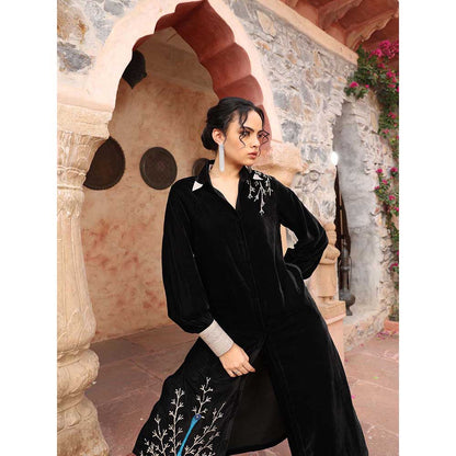 Ajiesh Oberoi Black Kurta with Flared Pant (Set of 2)