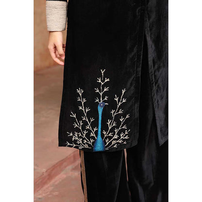 Ajiesh Oberoi Black Kurta with Flared Pant (Set of 2)