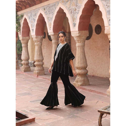 Ajiesh Oberoi Black Kaftan with Sharara (Set of 2)