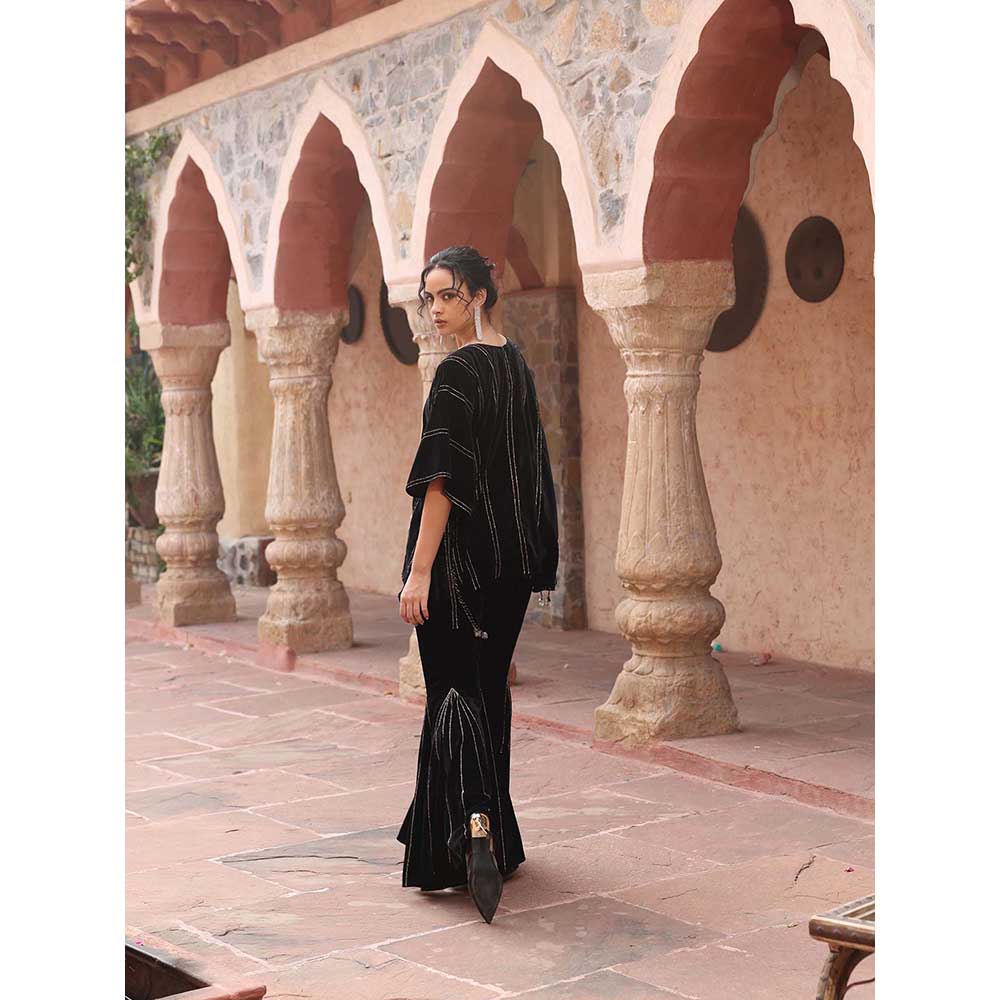 Ajiesh Oberoi Black Kaftan with Sharara (Set of 2)