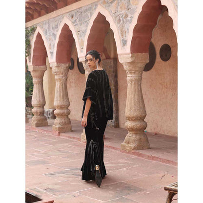 Ajiesh Oberoi Black Kaftan with Sharara (Set of 2)