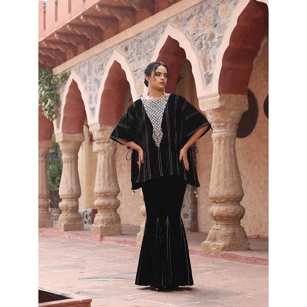 Ajiesh Oberoi Black Kaftan with Sharara (Set of 2)