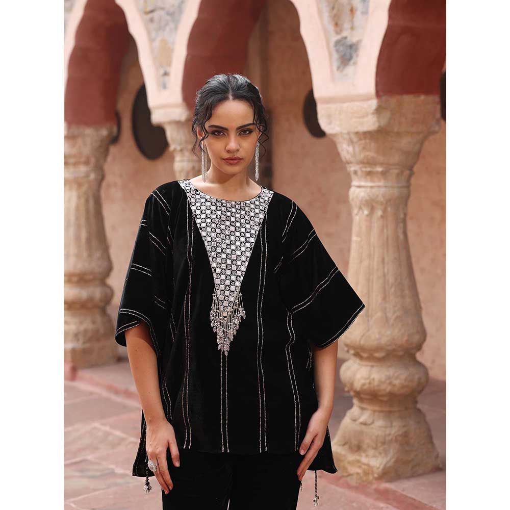 Ajiesh Oberoi Black Kaftan with Sharara (Set of 2)