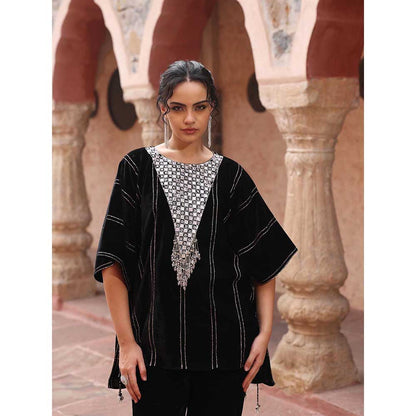Ajiesh Oberoi Black Kaftan with Sharara (Set of 2)