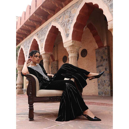 Ajiesh Oberoi Black Kaftan with Sharara (Set of 2)