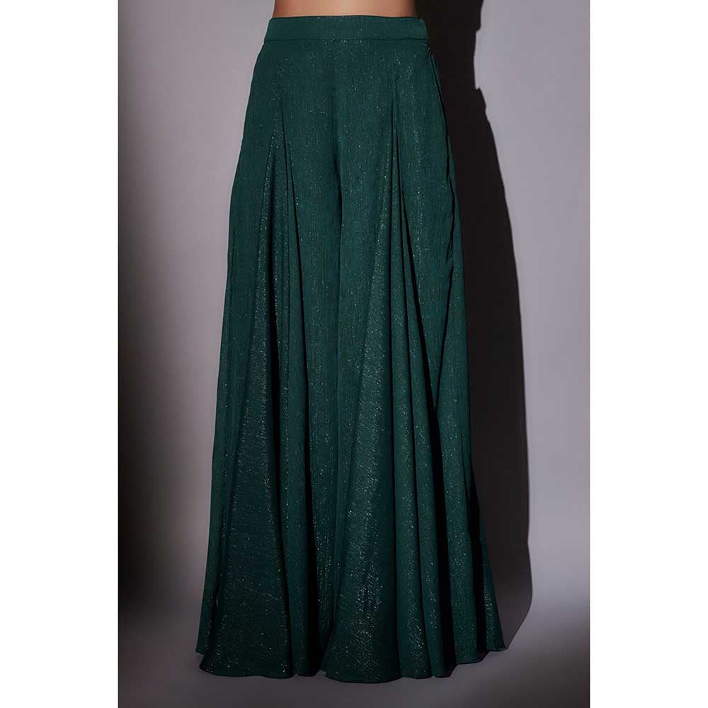 Ajiesh Oberoi Green Embroidered Jacket with Bustier and Palazzo (Set of 3)