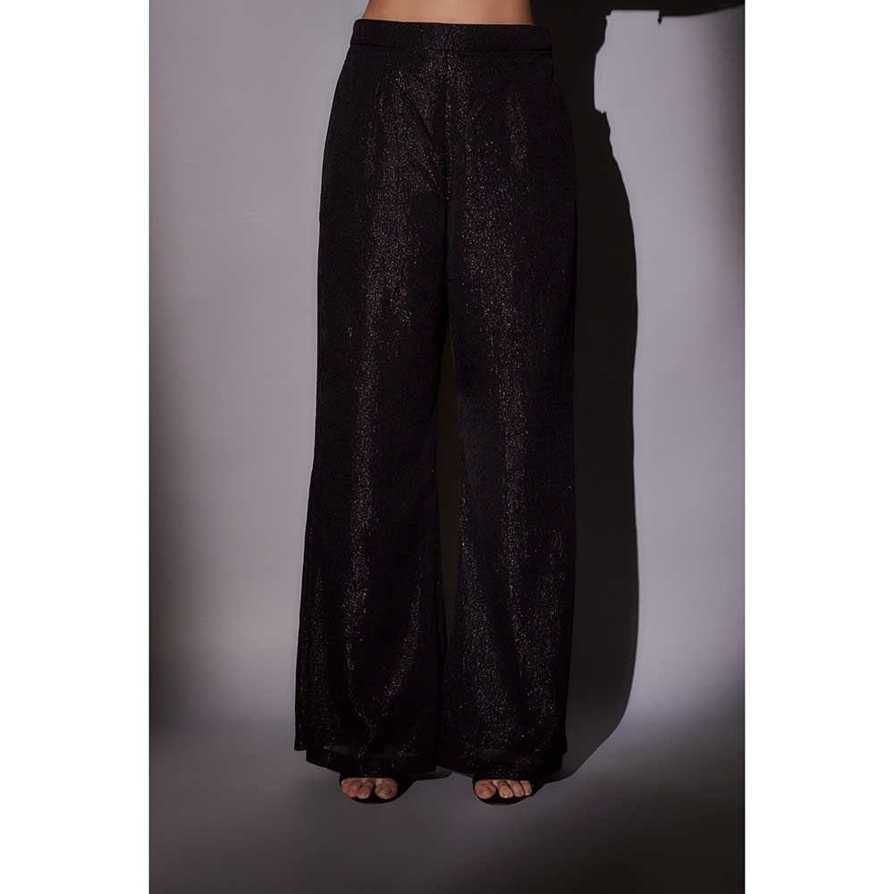 Ajiesh Oberoi Black Emily Front Neck Embroidered Co-Ord (Set of 2)