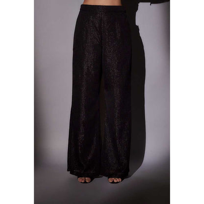 Ajiesh Oberoi Black Emily Front Neck Embroidered Co-Ord (Set of 2)