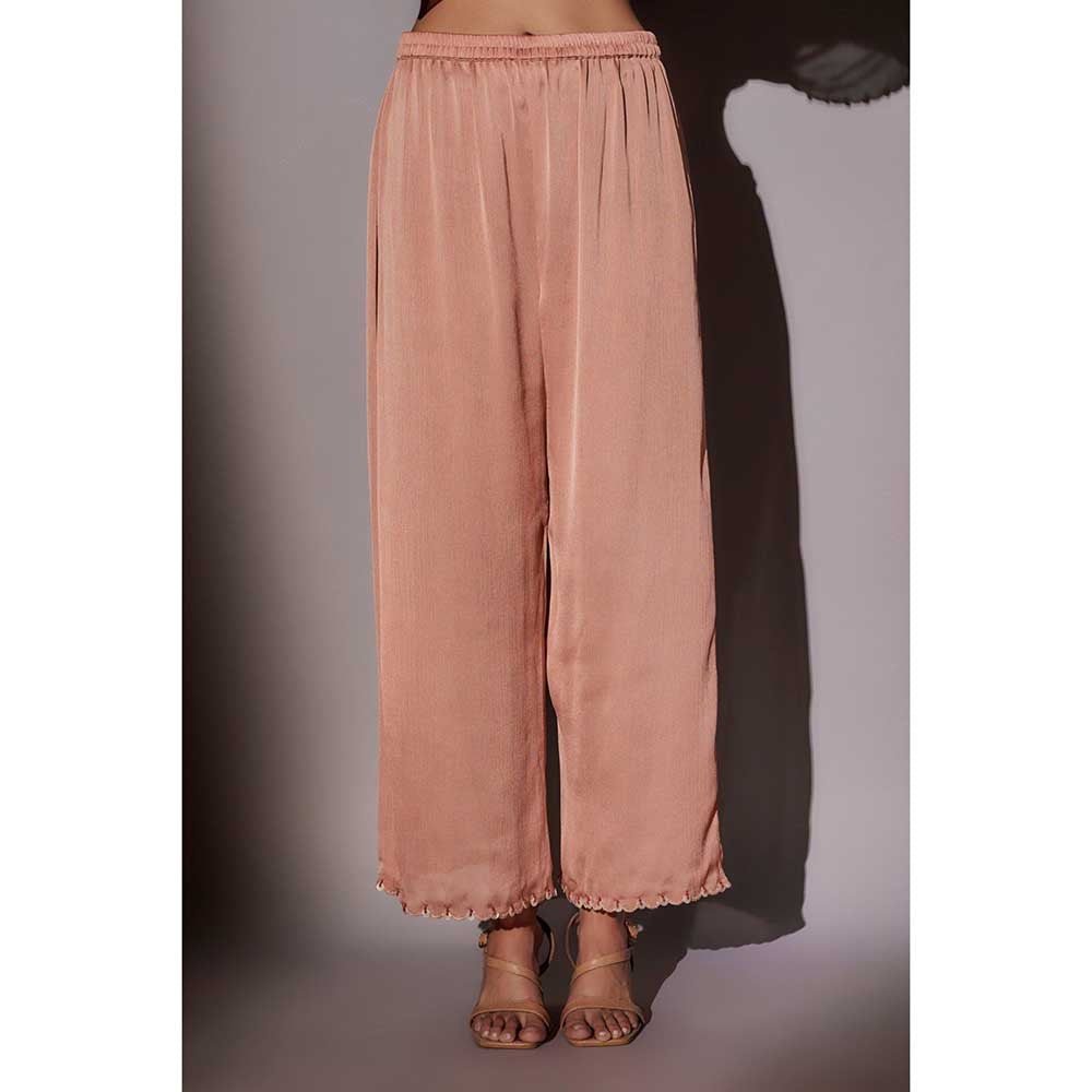 Ajiesh Oberoi Peach Roshni String Kaftan with Palazzo (Set of 2)