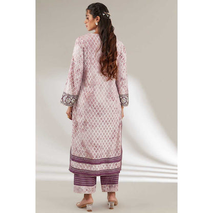 Ajiesh Oberoi Purple Long Kurta with Palazzo and Dupatta (Set of 3)