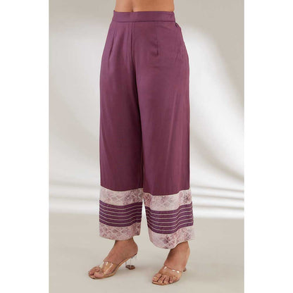 Ajiesh Oberoi Purple Long Kurta with Palazzo and Dupatta (Set of 3)