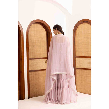 Ajiesh Oberoi Lavender Prisha Short Kurta with Sharara and Dupatta (Set of 3)