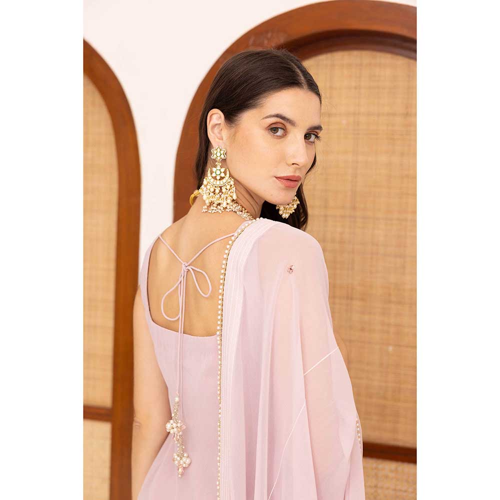 Ajiesh Oberoi Lavender Prisha Short Kurta with Sharara and Dupatta (Set of 3)