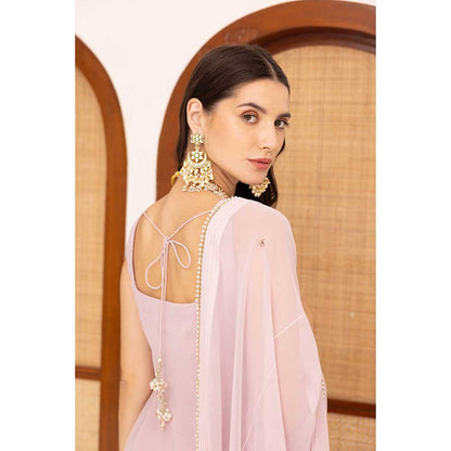 Ajiesh Oberoi Lavender Prisha Short Kurta with Sharara and Dupatta (Set of 3)