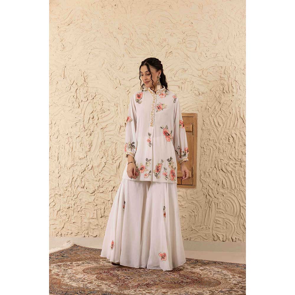 Ajiesh Oberoi Ivory Malini Kurta with Sharara (Set of 2)
