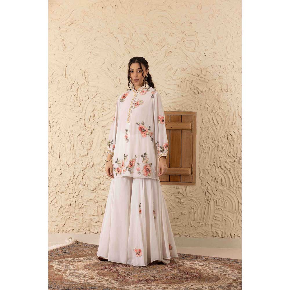 Ajiesh Oberoi Ivory Malini Kurta with Sharara (Set of 2)
