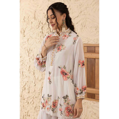 Ajiesh Oberoi Ivory Malini Kurta with Sharara (Set of 2)