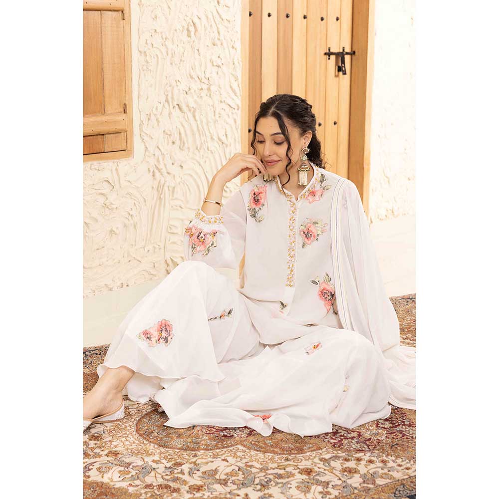 Ajiesh Oberoi Ivory Malini Kurta with Sharara (Set of 2)