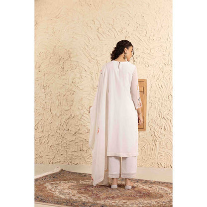 Ajiesh Oberoi Ivory Gunjan Kurta with Palazzo and Dupatta (Set of 3)