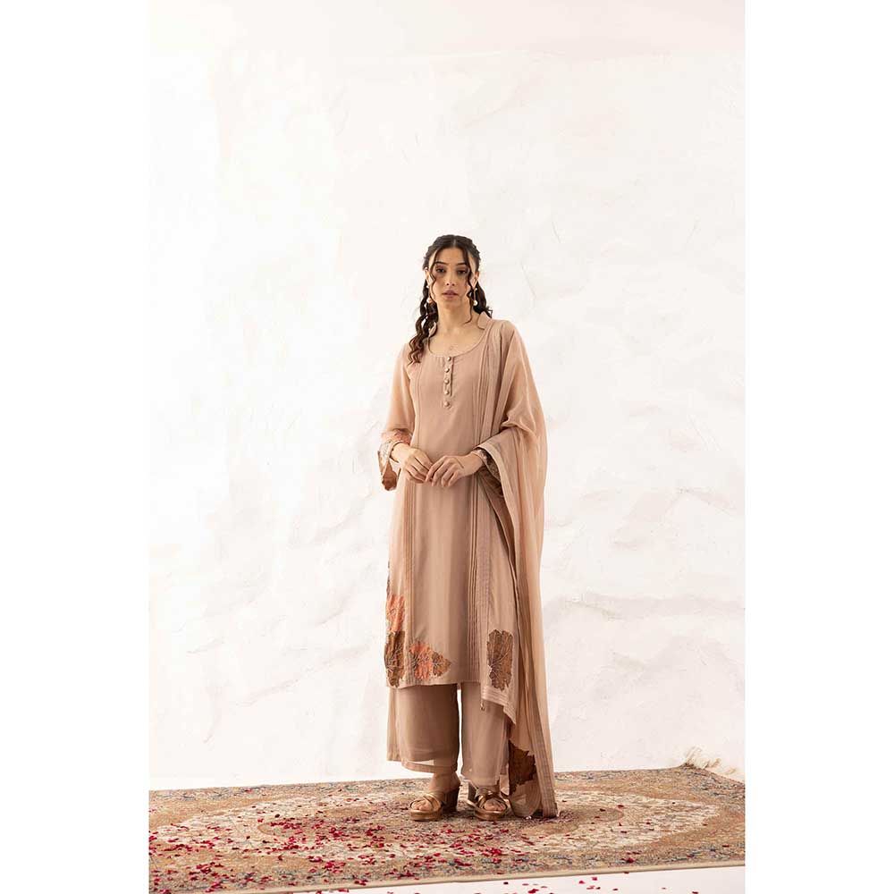 Ajiesh Oberoi Nude Anika Kurta with Palazzo and Dupatta (Set of 3)