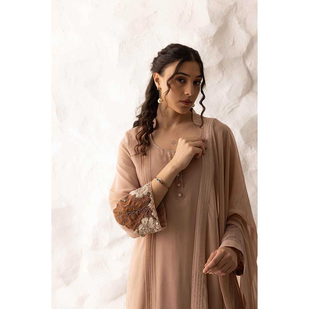 Ajiesh Oberoi Nude Anika Kurta with Palazzo and Dupatta (Set of 3)