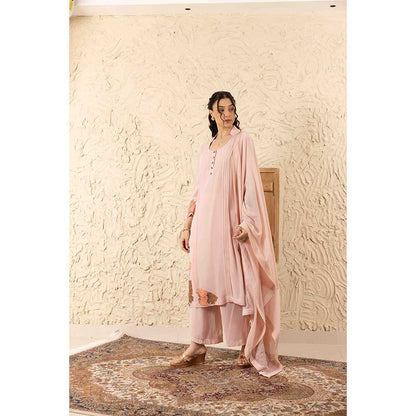 Ajiesh Oberoi Pink Anika Kurta with Palazzo and Dupatta (Set of 3)