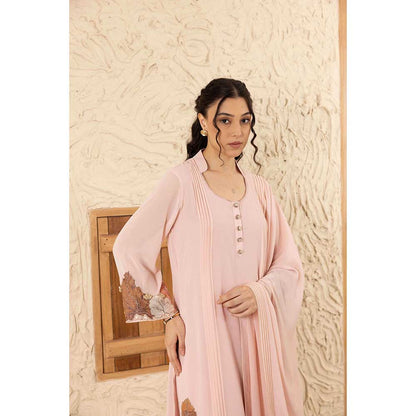 Ajiesh Oberoi Pink Anika Kurta with Palazzo and Dupatta (Set of 3)