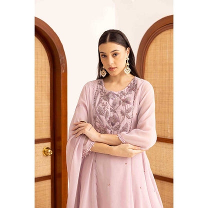 Ajiesh Oberoi Lavender Seher Kurti with Sharara and Dupatta (Set of 3)