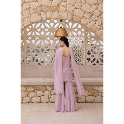 Ajiesh Oberoi Lavender Shama Kurti with Sharara and Dupatta (Set of 3)