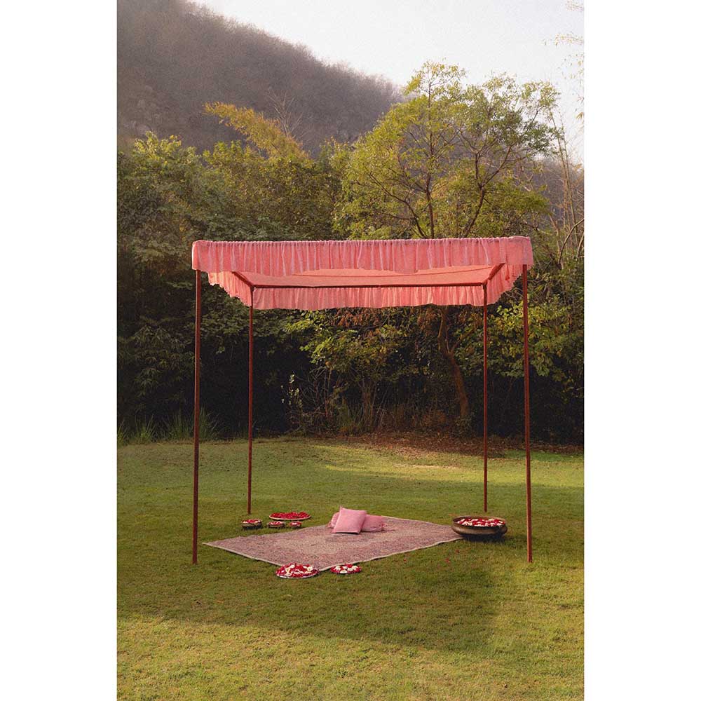 Ajiesh Oberoi Princess Sleeves Scalps Pre Stitched Drape Saree With Stitched Blouse - Pink