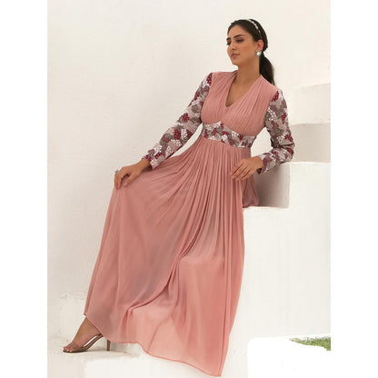 Akanksha Mago Rosanne Rose Pink Embroidered & Embellished Gown