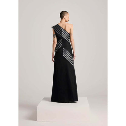 AKHL Black Asymmetric Glass Dress