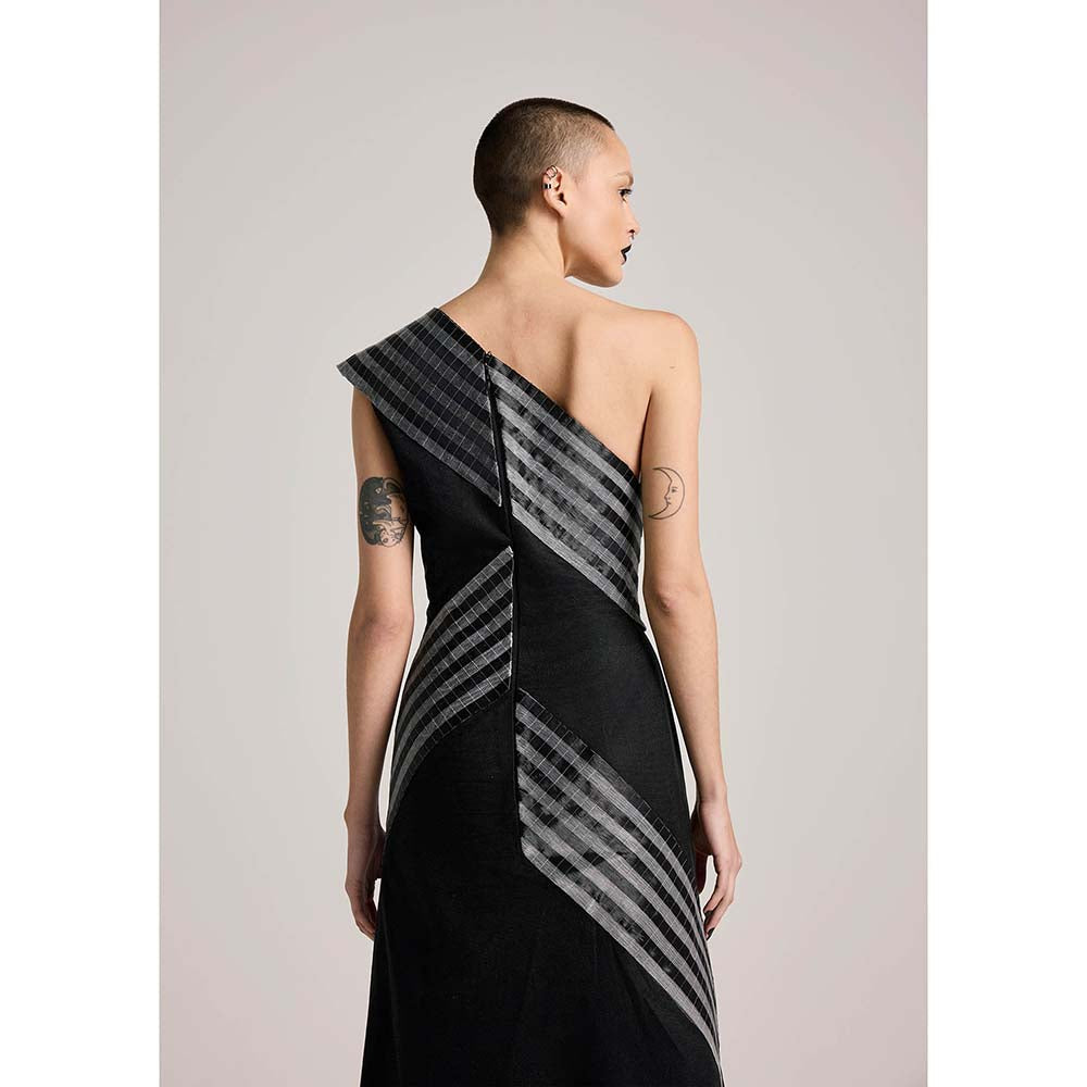 AKHL Black Asymmetric Glass Dress