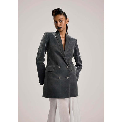 AKHL Charcoal Double Breasted Blazer and Tulle Fishtail Skirt (Set of 2)