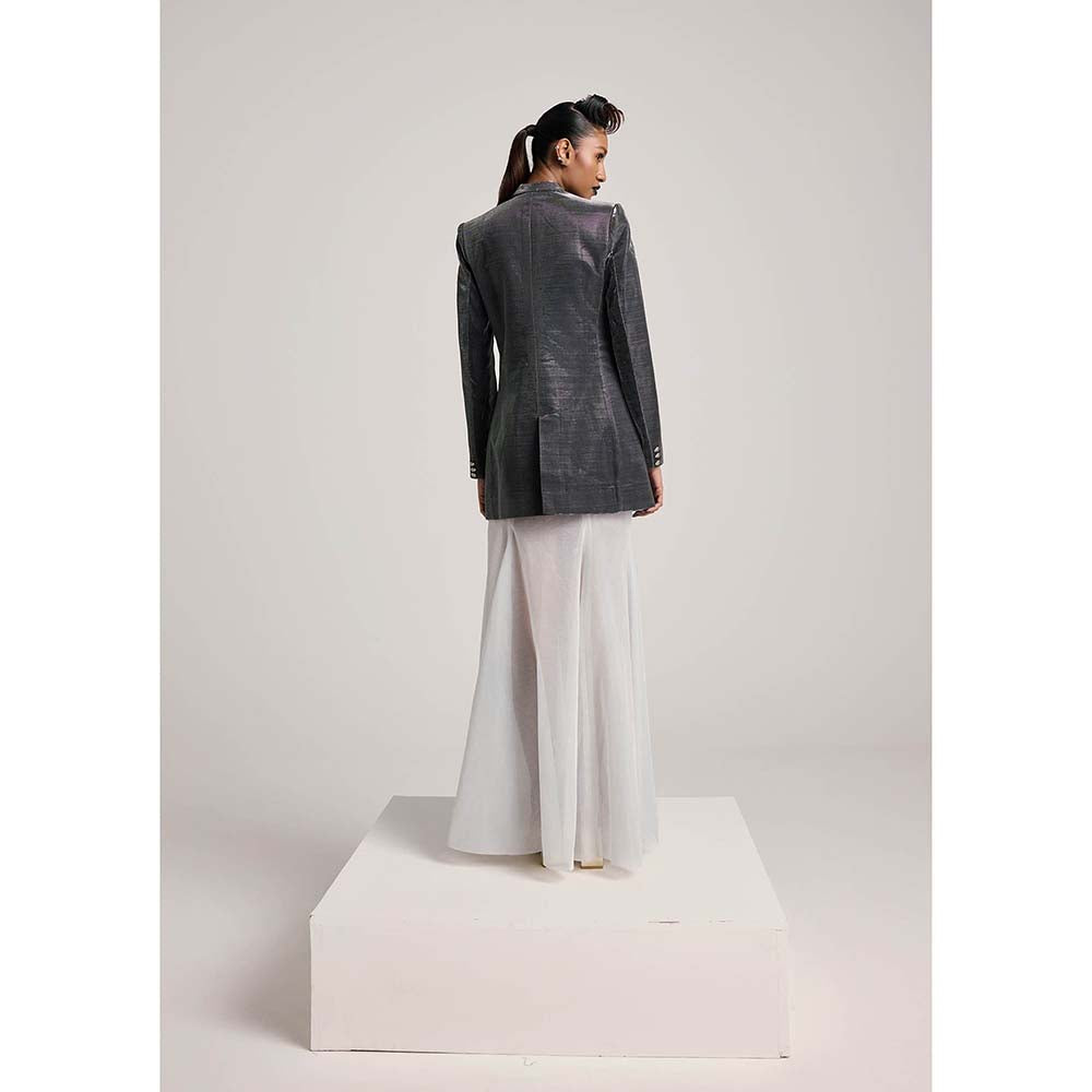 AKHL Charcoal Double Breasted Blazer and Tulle Fishtail Skirt (Set of 2)