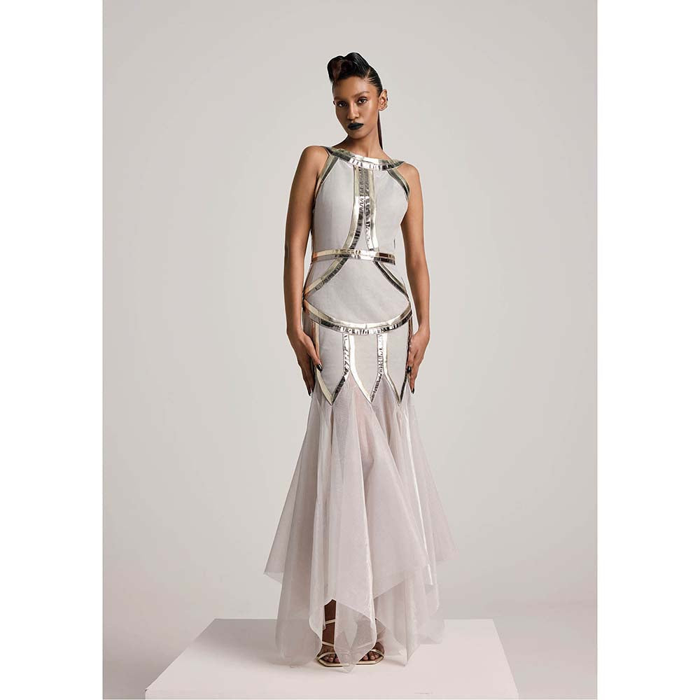 AKHL Silver Lurex Tulle Dress