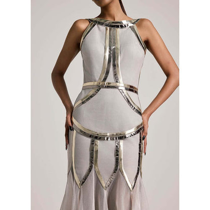 AKHL Silver Lurex Tulle Dress