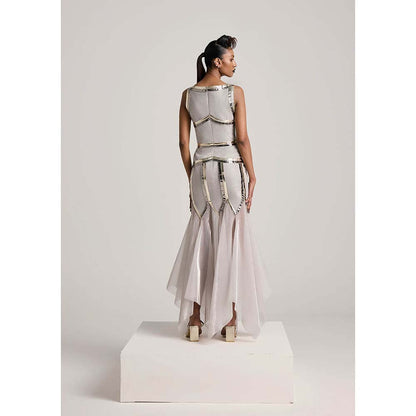AKHL Silver Lurex Tulle Dress