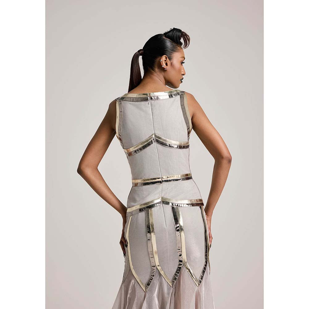 AKHL Silver Lurex Tulle Dress