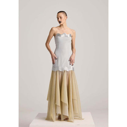 AKHL Silver Lurex Tulle Dress