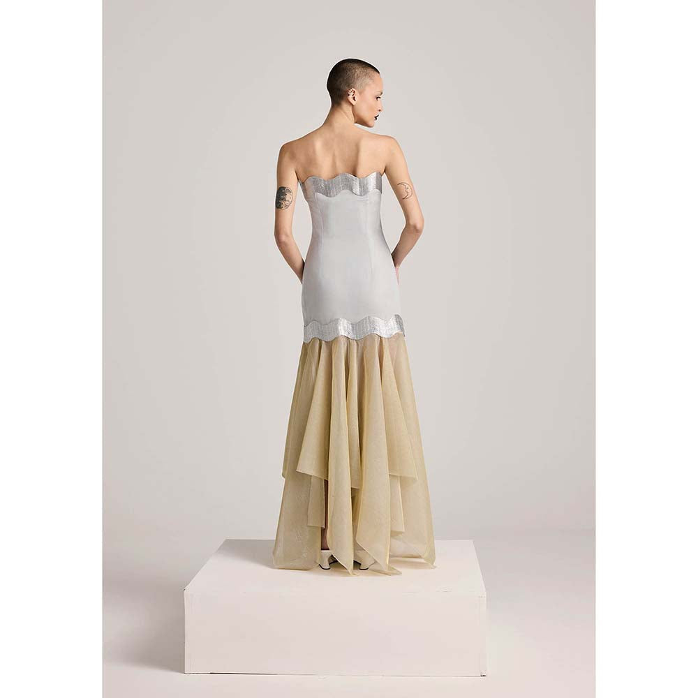 AKHL Silver Lurex Tulle Dress