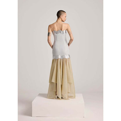 AKHL Silver Lurex Tulle Dress