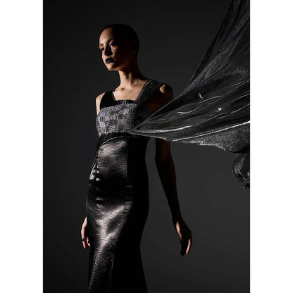 AKHL Black Sequins Bustier Asymmetric Dress