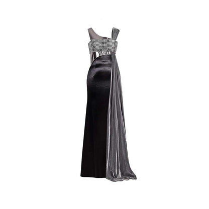 AKHL Black Sequins Bustier Asymmetric Dress
