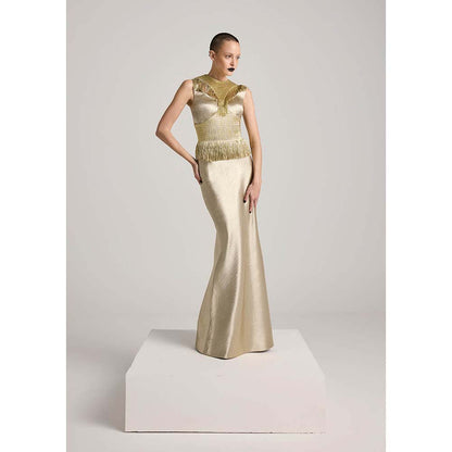 AKHL Gold Fringe Tassel Dress