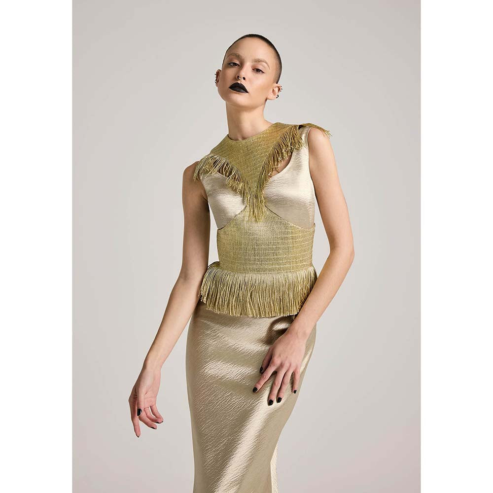 AKHL Gold Fringe Tassel Dress