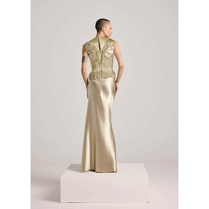 AKHL Gold Fringe Tassel Dress